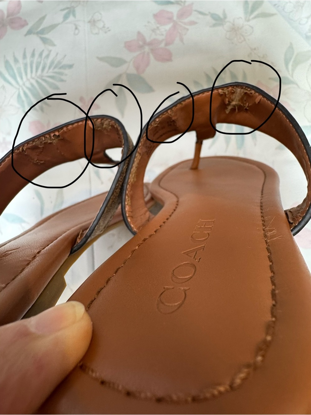 Coach Brown Tan Signature Thong Sandals with Gold Accent - Picture 4 of 9